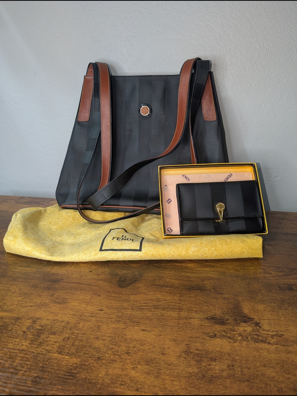 Vintage Fendi Pequin Bag & Wallet